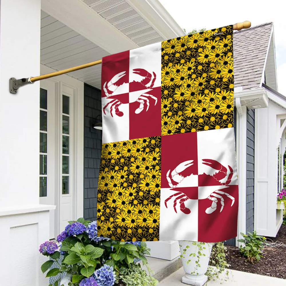 Maryland State Crab and Black-eyed Susan Flower Maryland Flag