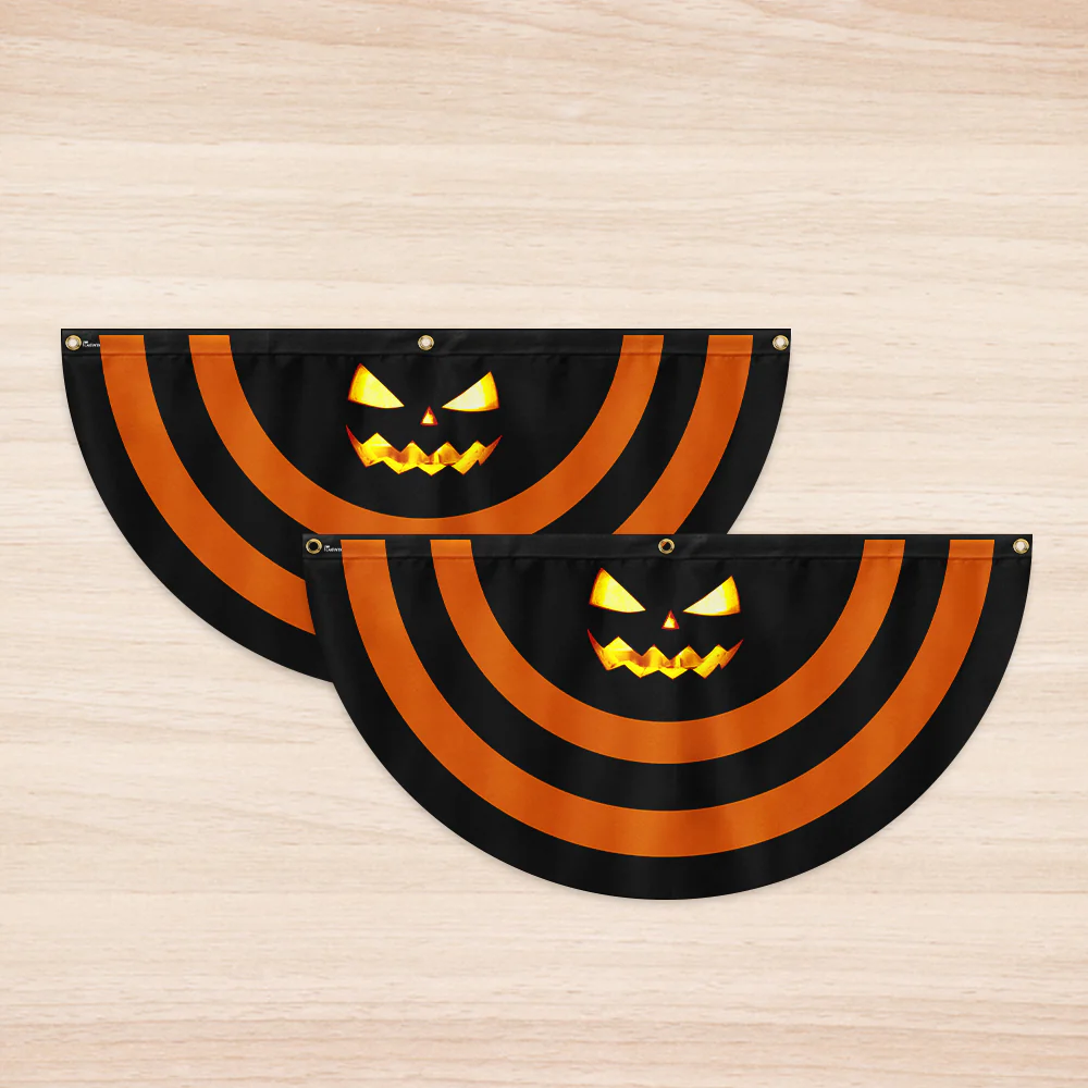 Halloween Pumpkin Scary Non-Pleated Fan Flag