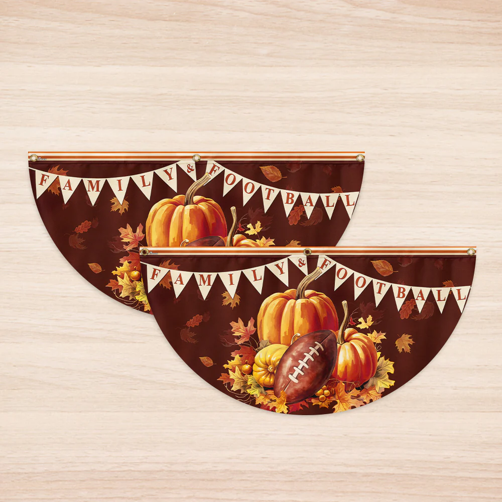 Fall Family And Football Non-Pleated Fan Flag