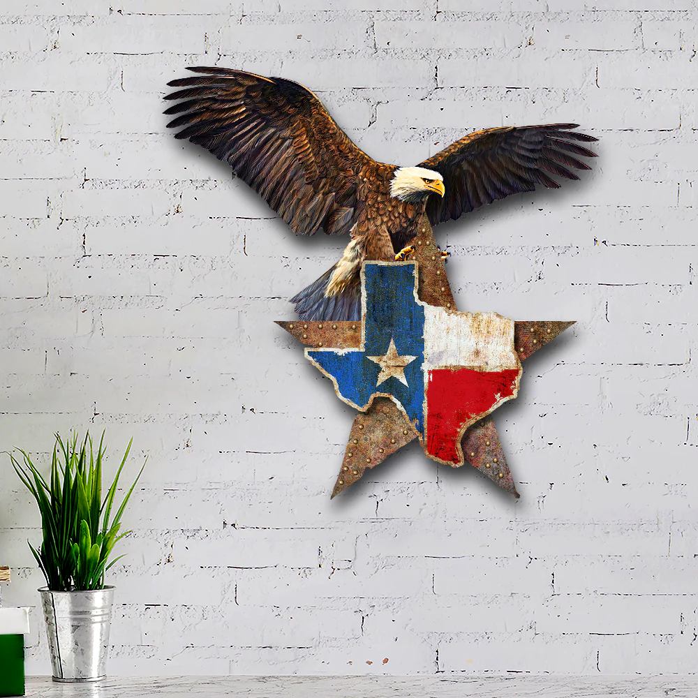 Texas  Eagle Hanging Metal Sign