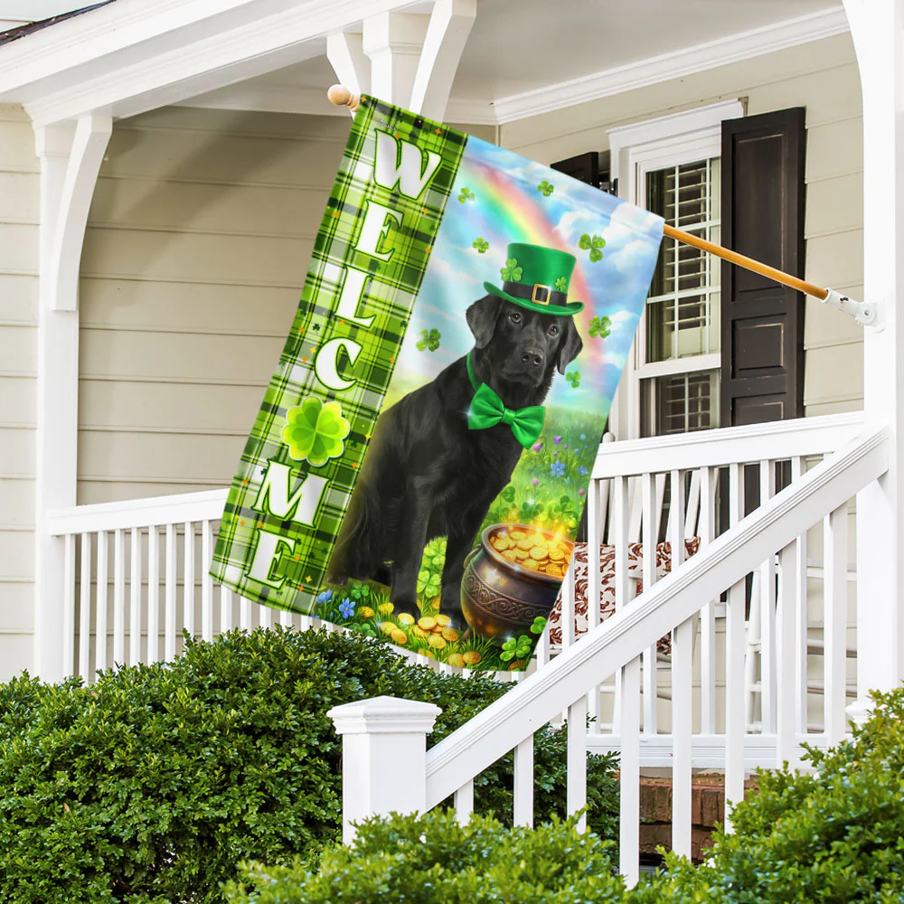 Irish St. Patrick's Day Flag, Black Labrador Retriever Christian Decor