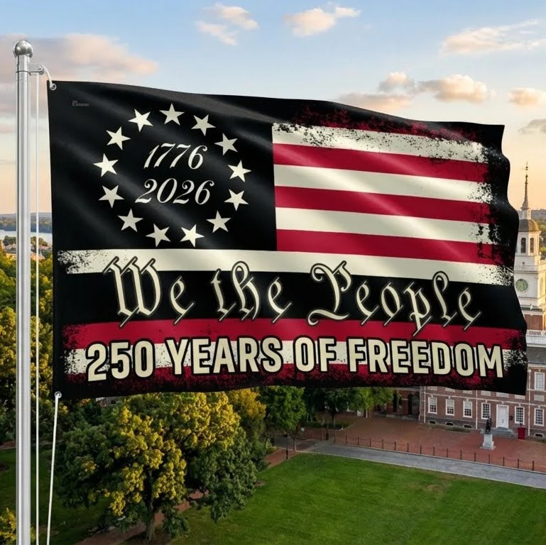 America 250th Anniversary 1776 2026 Semiquincentennial We The People Patriotic Grommet Flag - 3-Day Shipping