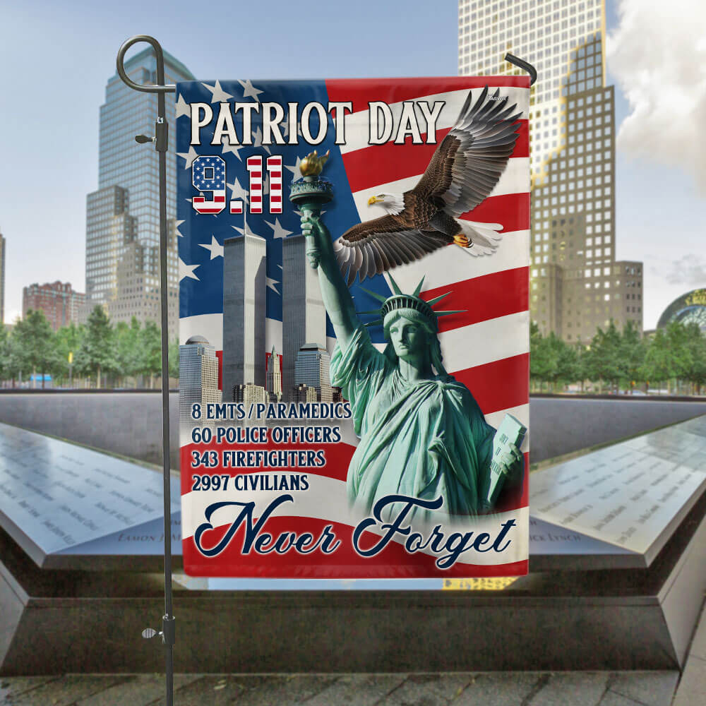 Never Forget Patriot Day 9/11 Memorial American Flag