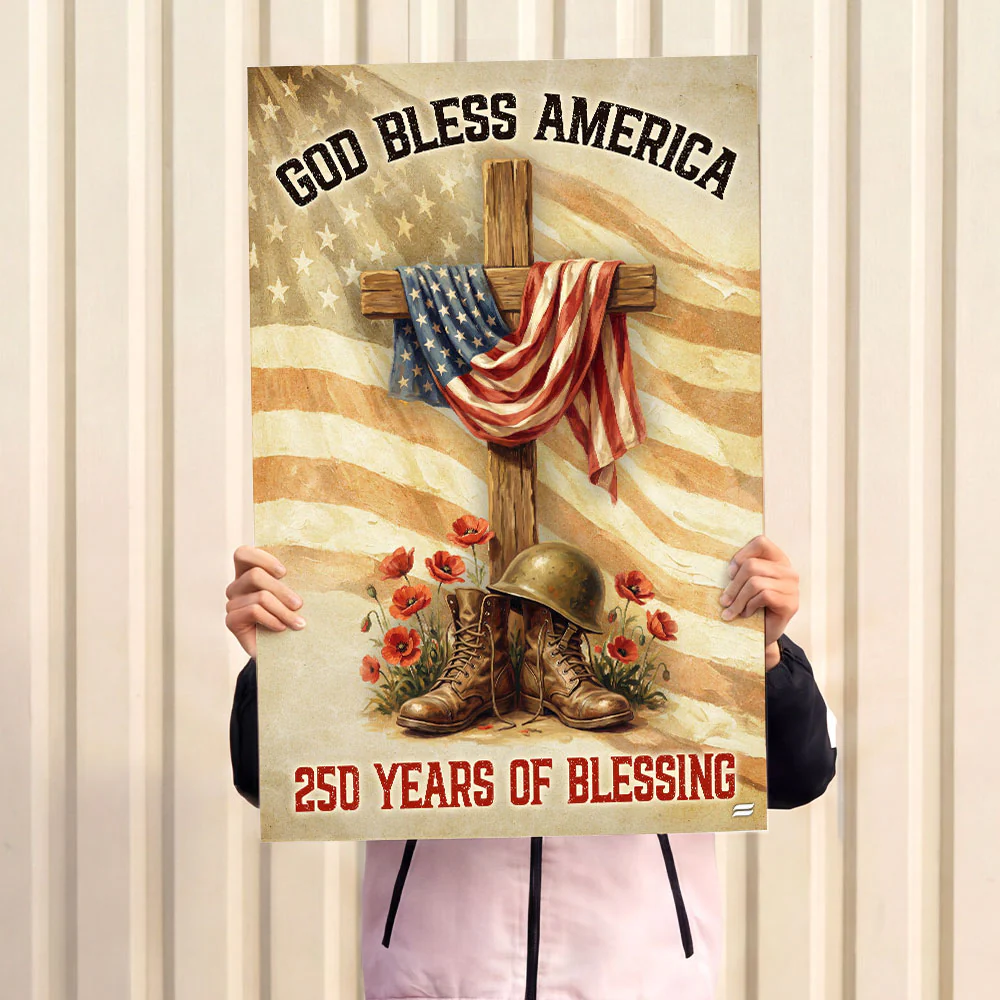 250 Years of Blessing Canvas Wall Art, God Bless America Christian Decor