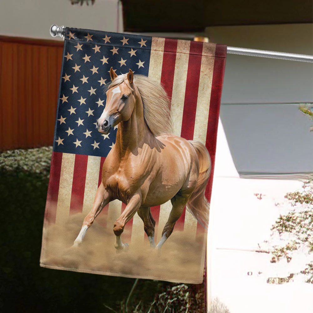 American Flag - Patriot Horse Canvas Flag with Stars and Stripes for House and Garden Decor