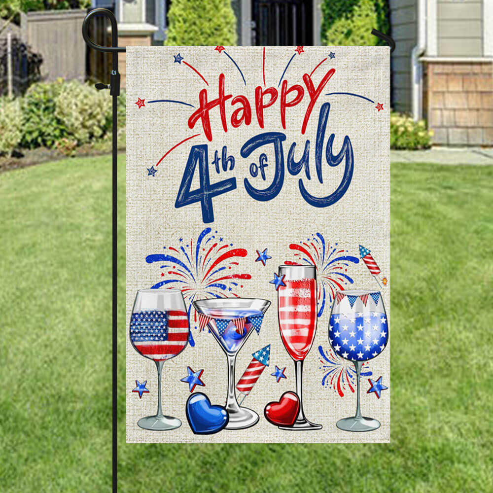 Bimipi American Flag - 4th Of july Red White And Blue Wine Patriotic Flag