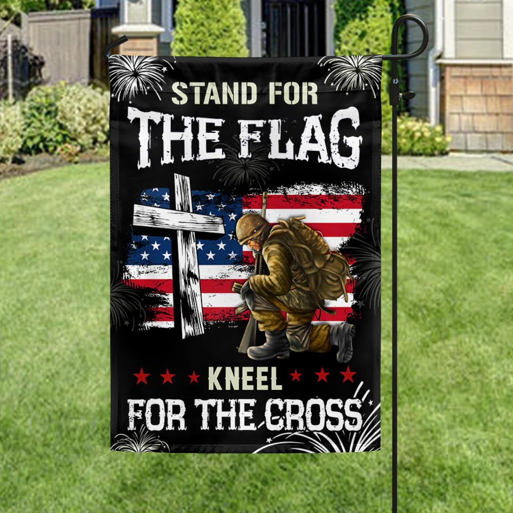God and Veteran Flag Stand for the Flag Kneel for the Cross Patriotic Veterans Day American Flag