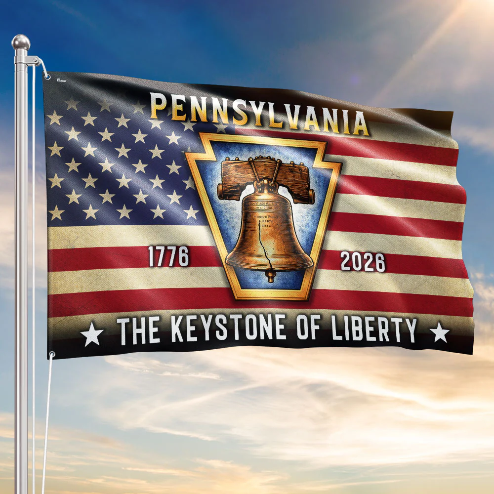 Pennsylvania Flag, 1776 2026 The Keystone of Liberty Grommet American Flag