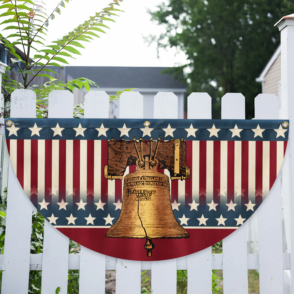 Bimipi American Flag - Liberty Bell 4th of july America Forever Patriotic Non-Pleated Fan Flag
