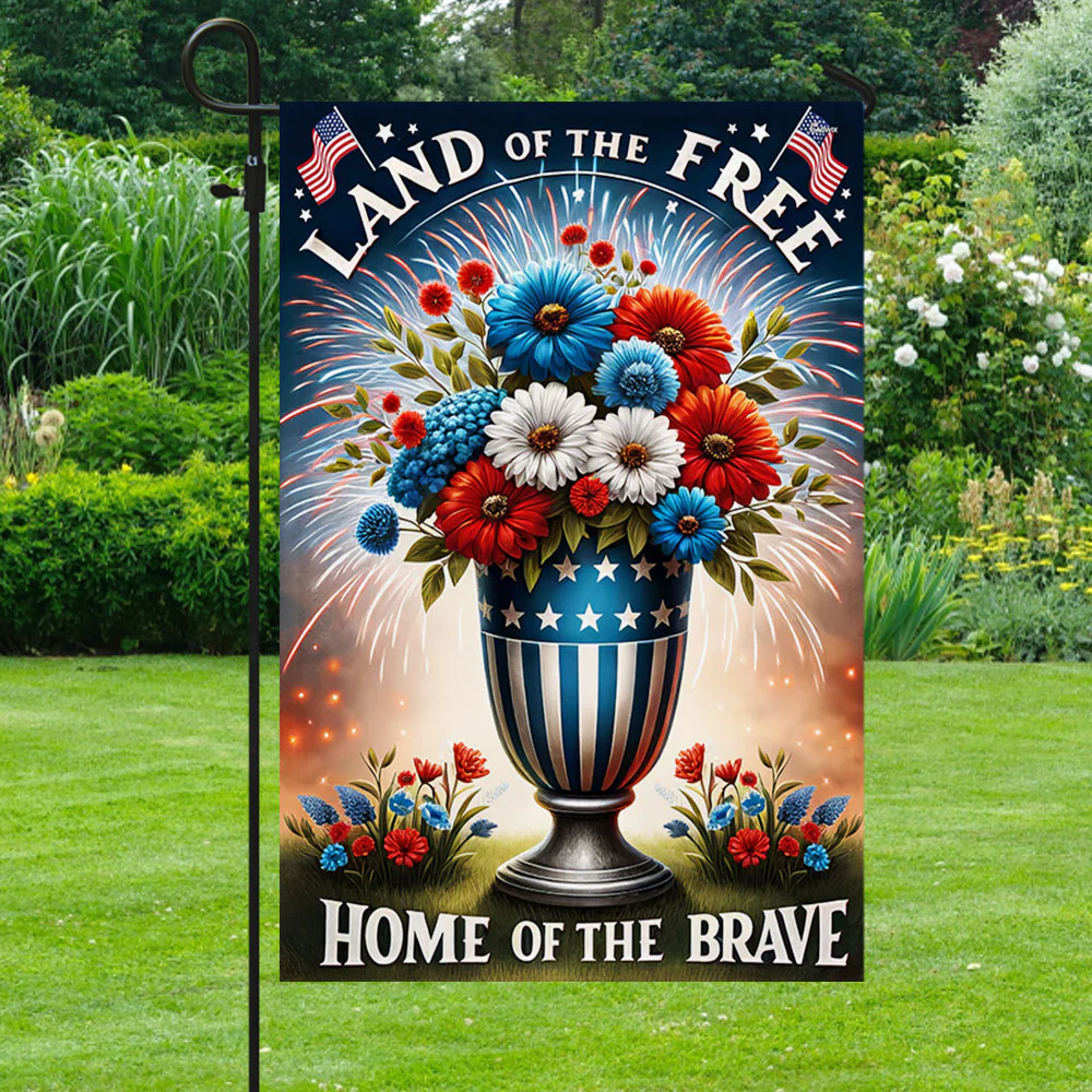 Bimipi American Flag - Patriotic Flowers Vase Independence Day Flag Land of the Free Because of the Brave Flag