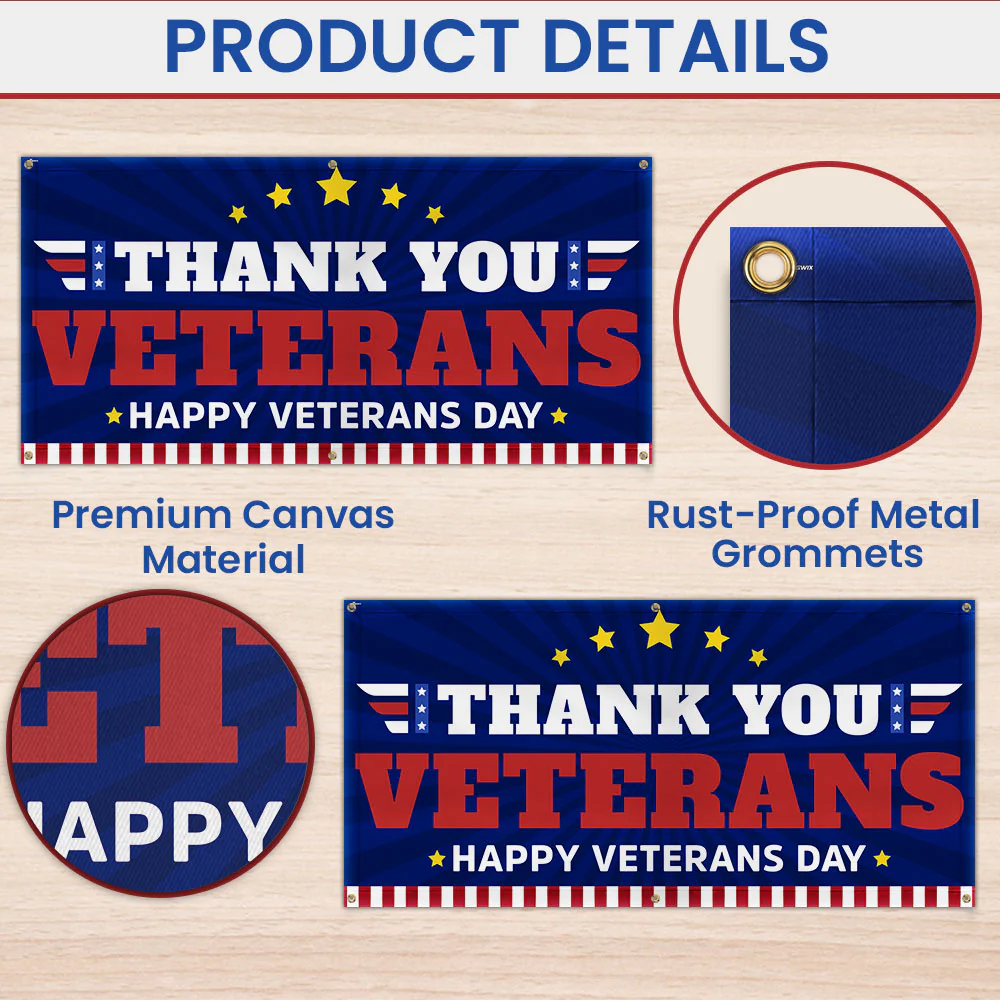 Thank You Veterans Happy Veterans Day Fence Banner