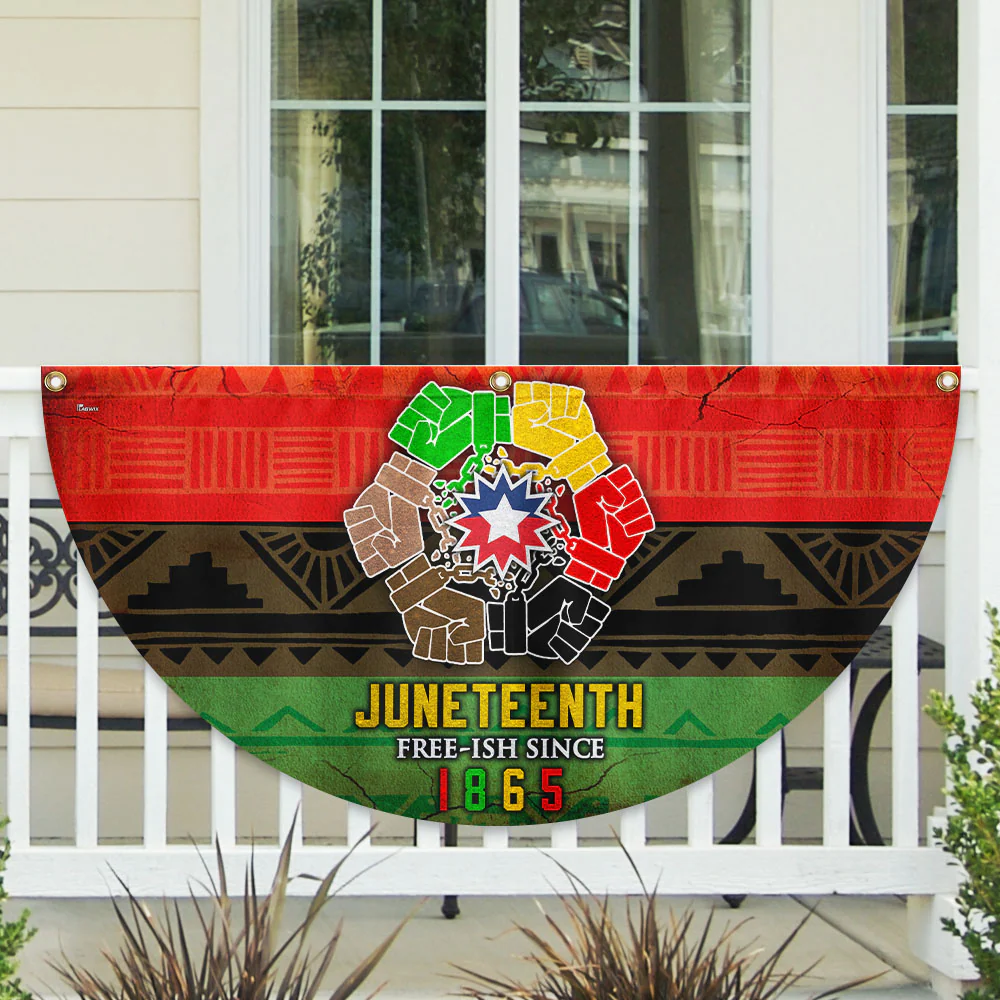Celebrate Juneteenth African Non-Pleated Fan Flag