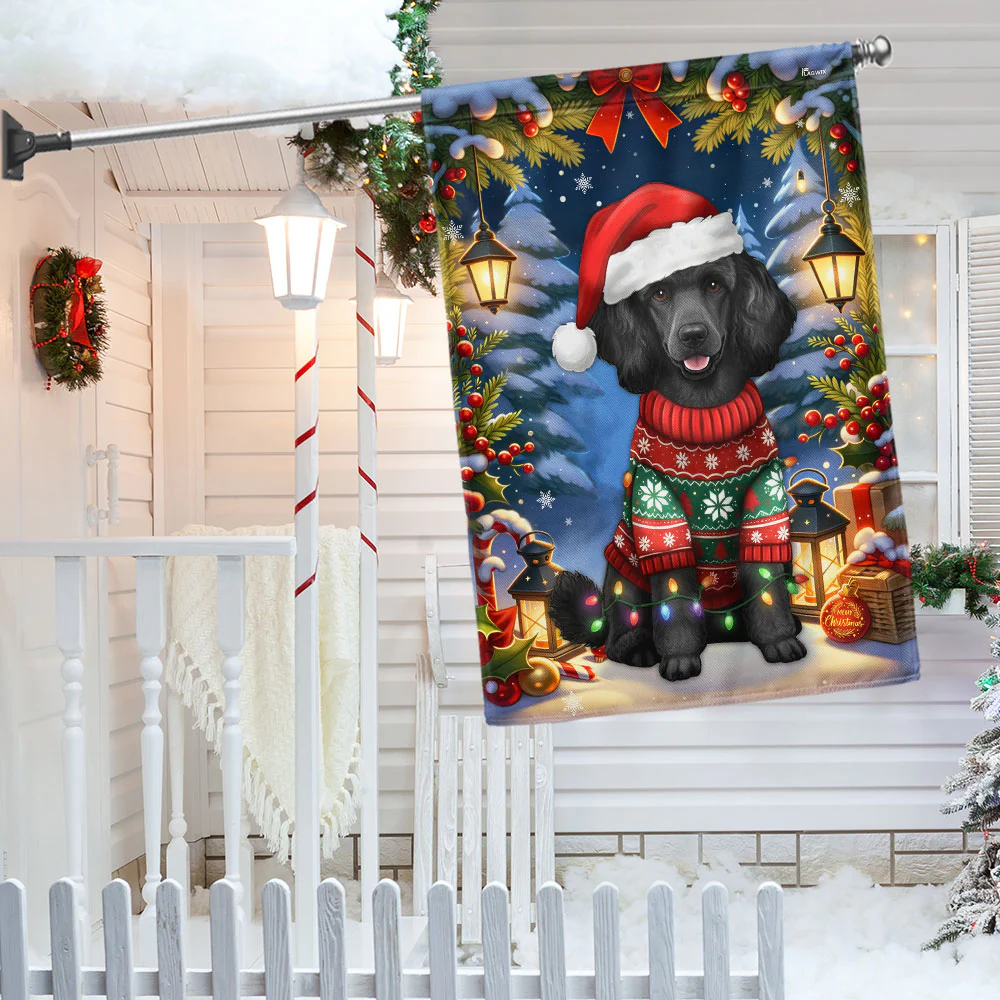 Black Cocker Spaniel Christmas Flag for Winter Holiday Decorations