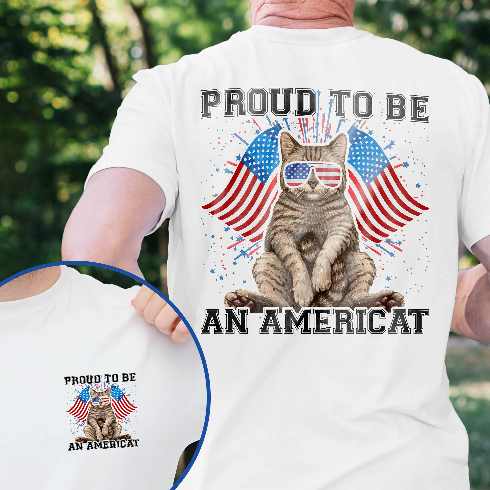 Proud To Be An Americat Funny Cat 4th of july T-Shirt