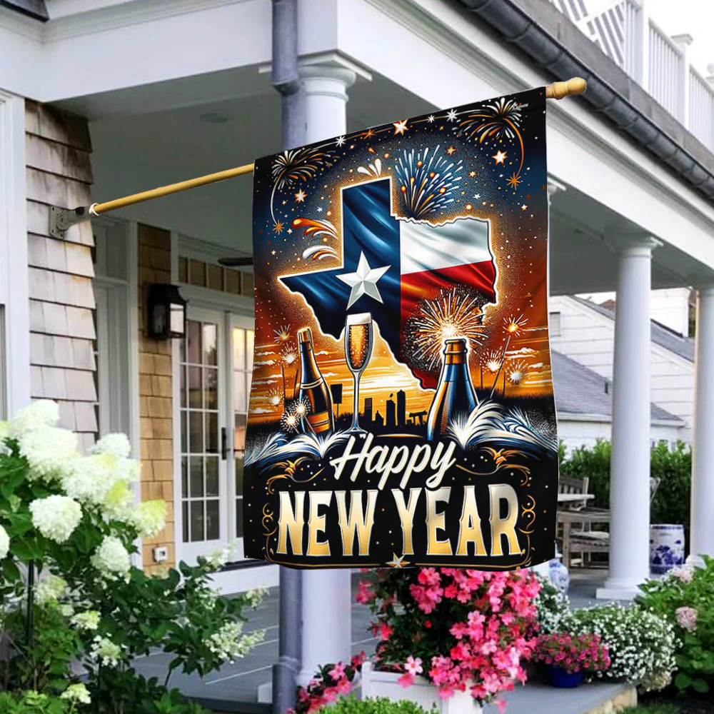 Bimipi  Texas Happy New Year Flag