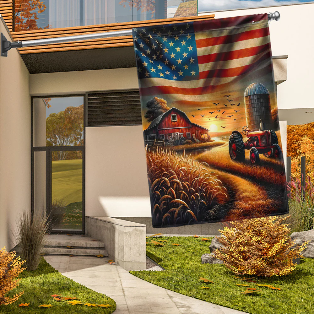 Farm Life Tractor So God Made A Farmer American Flag 3-Day Shipping