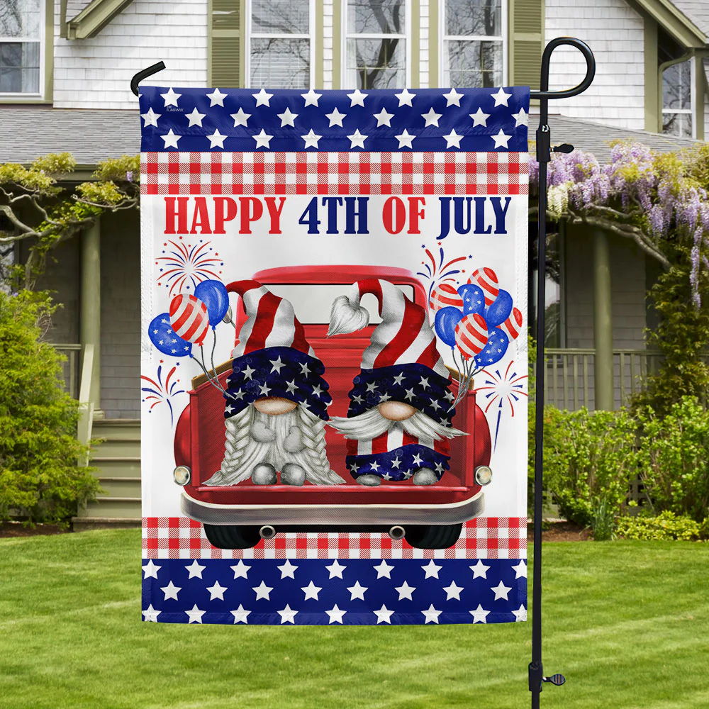 Bimipi American Flag - Happy 4th of july Patriotic Gnomes Truck Flag