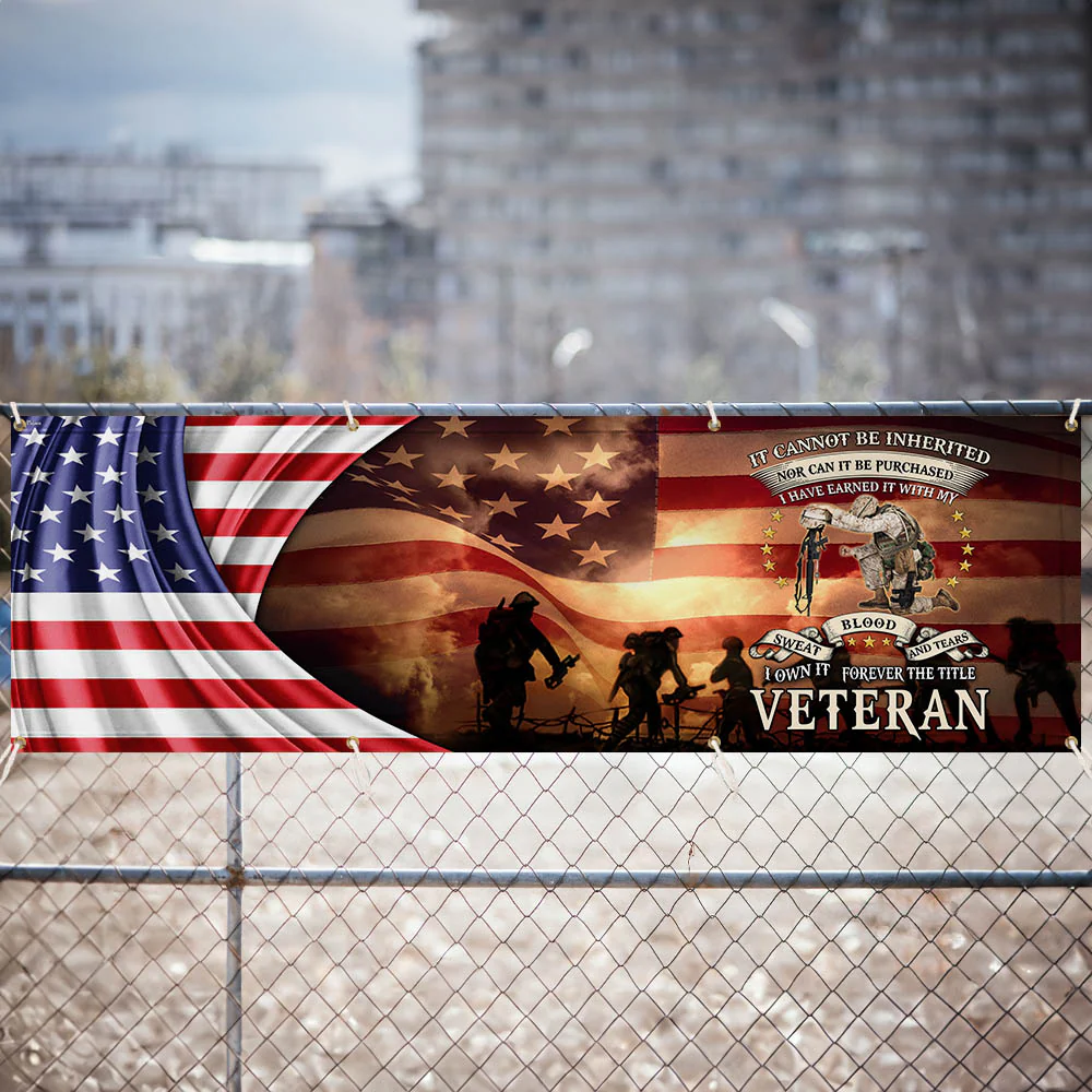 Memorial Day Veteran Banner Forever The Title Veteran Patriotic Memorial and Veterans Day Fence Decor