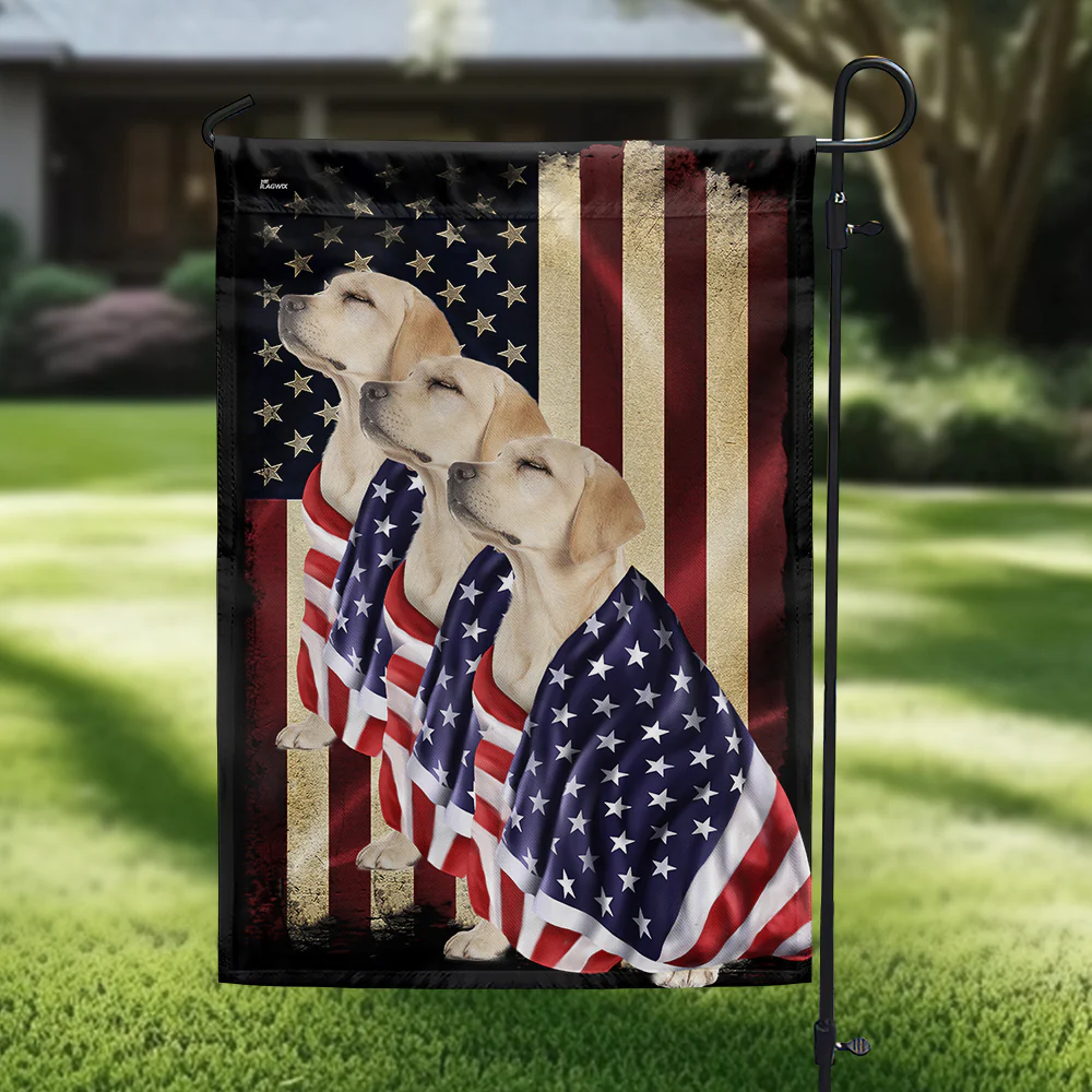 Bimipi American Flag - Patriotic Yellow Labradors American Flag