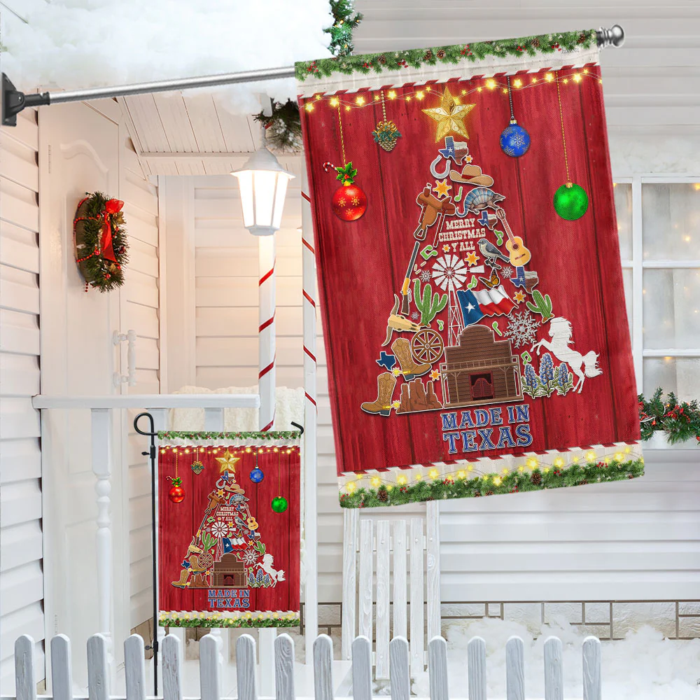 Texas Christmas Tree Merry Christmas Y'all Flag