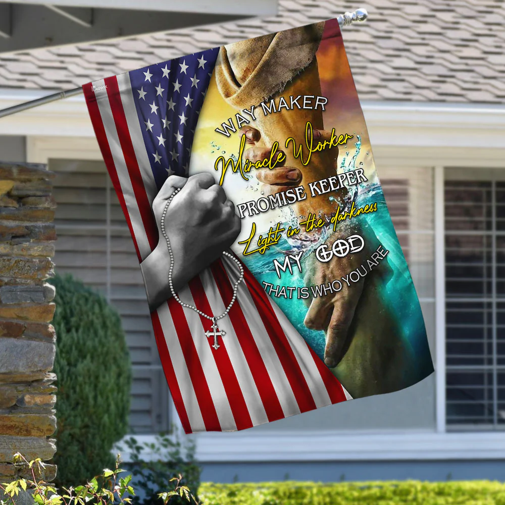 Jesus - Way Maker Miracle Worker Promise Keeper American Flag