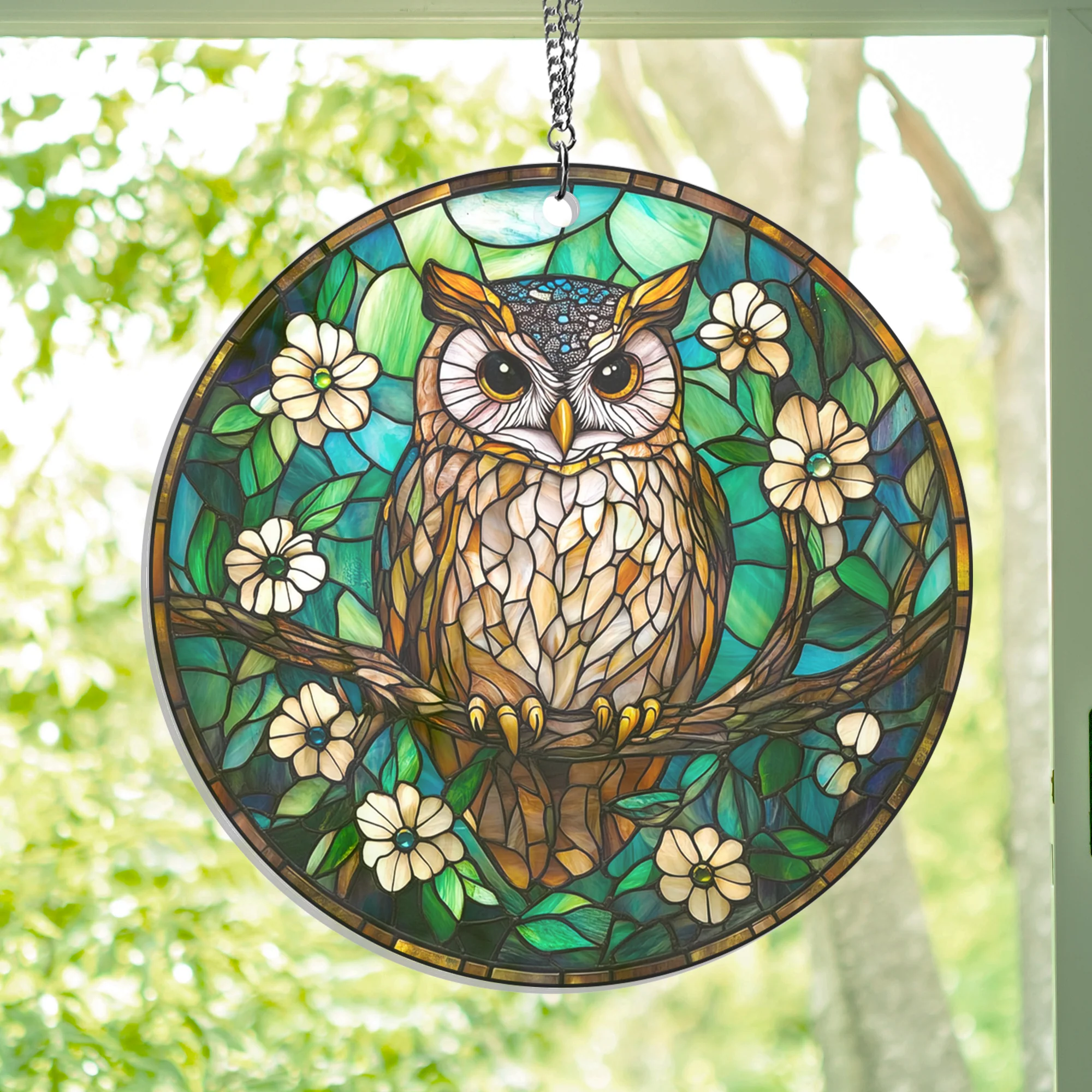 Owl On A Branch Suncatcher Acrylic Hanging