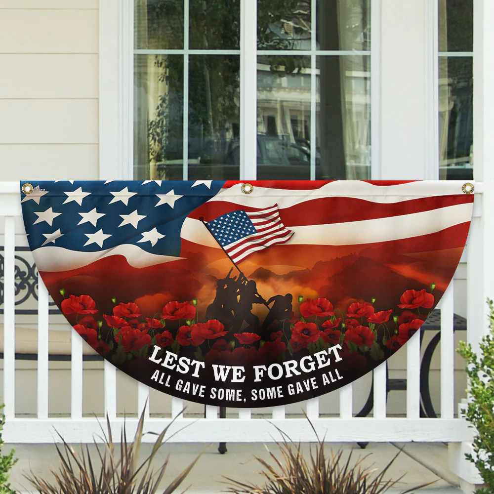 Lest We Forget Memorial Day U.S. Veteran Non-Pleated Fan Flag