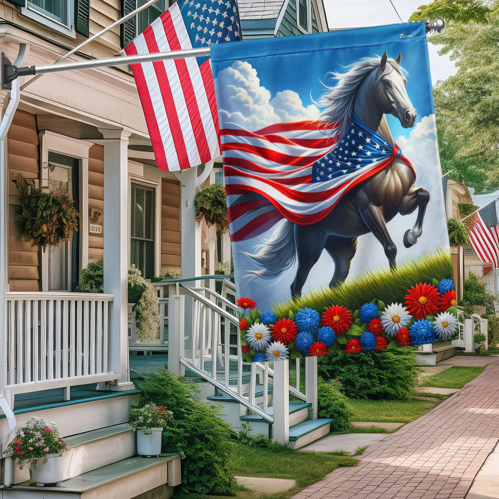 Bimipi American Flag - Patriotic Horse 4th Of july Flag