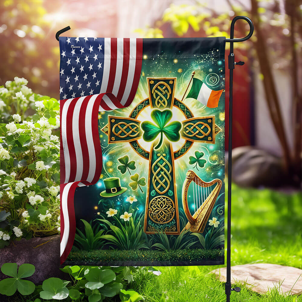 Irish Celtic Knot Cross St. Patrick’s Day Irish American Flag