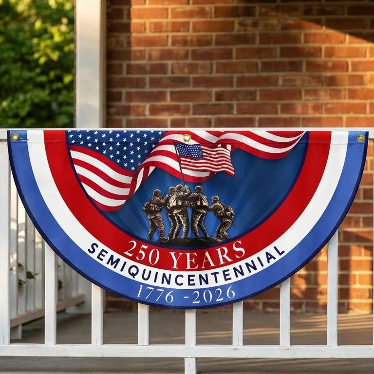Bimipi American Flag - USA 250th Anniversary Semiquincentennial Non-Pleated Fan Flag