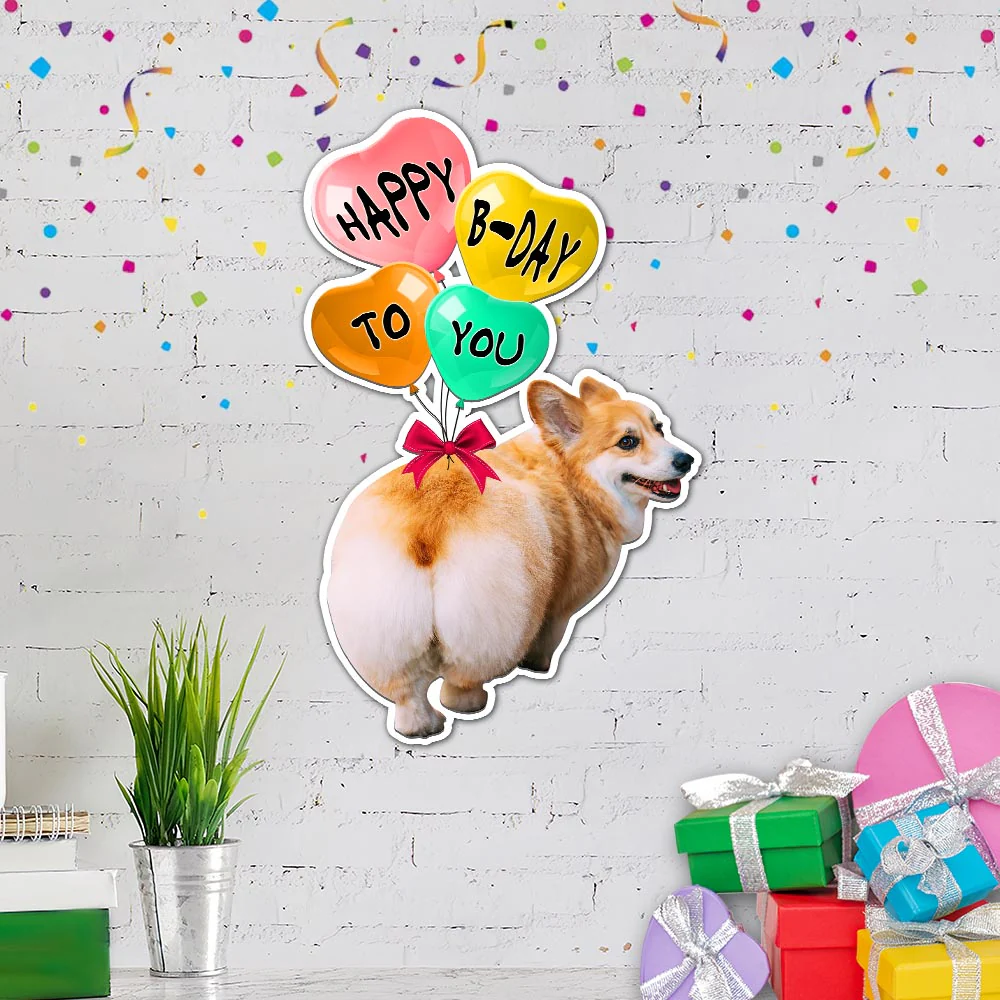 Corgi Dog Happy Birthday To You Hanging Metal Sign
