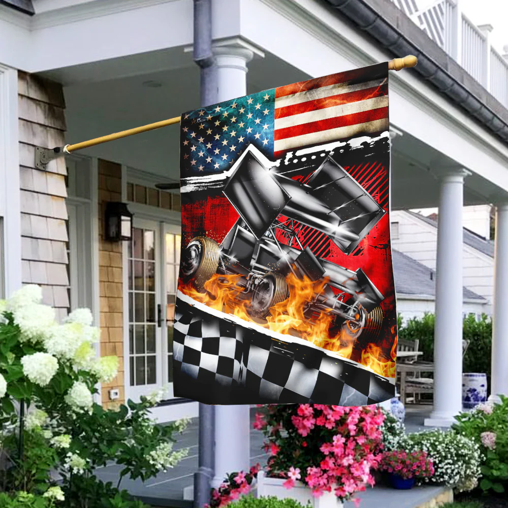 Sprint Car Racing American Flag
