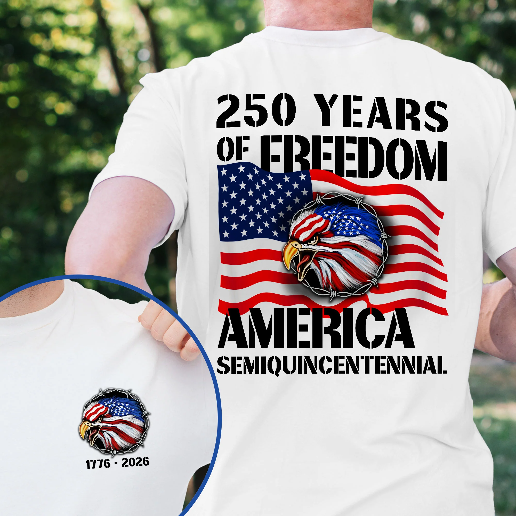 250 Years of Freedom T-Shirt | Patriotic American Eagle Anniversary Tee