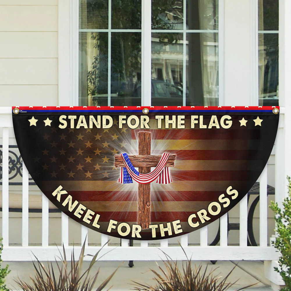 Stand For The Flag Kneel For The Cross Patriotic Non-pleated Fan Flag