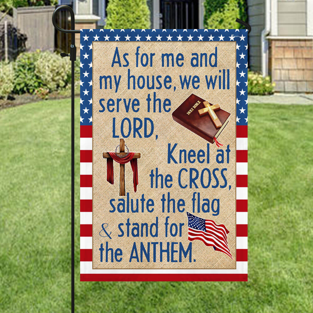 Bimipi American Flag - Jesus Christian Cross American Flag As For Me And My House We Will Serve The Lord Flag