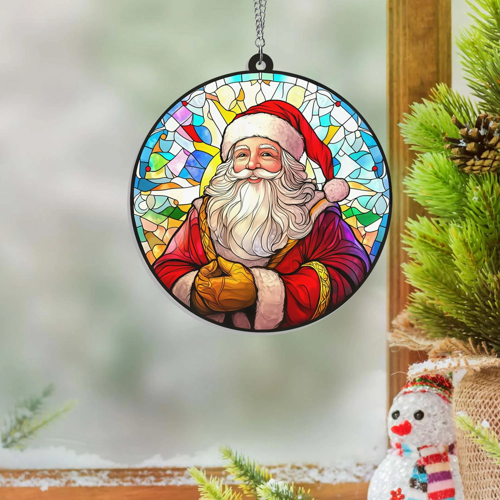 Santa Claus Christmas Suncatcher Acrylic Hanging