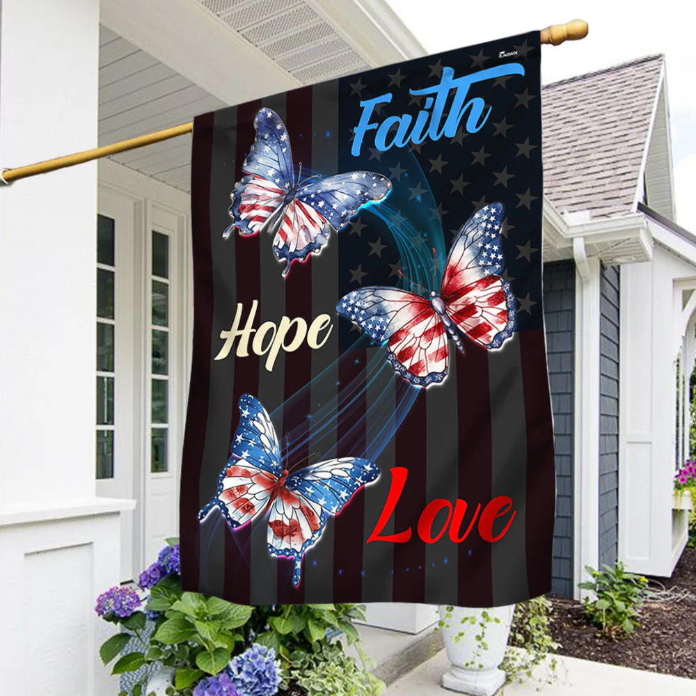 Bimipi American Flag - Butterfly Flag Faith Hope Love Patriotic Butterfly Flag