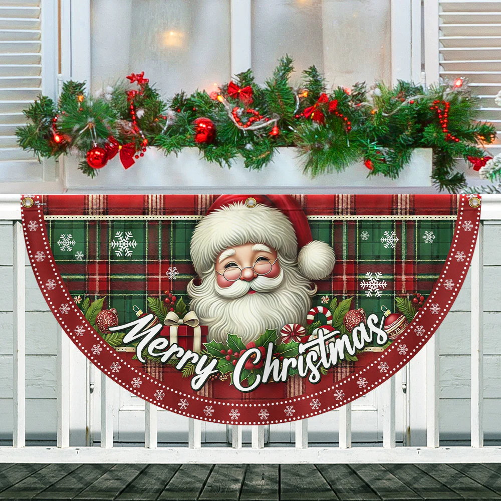 Santa Claus Merry Christmas Non-Pleated Fan Flag