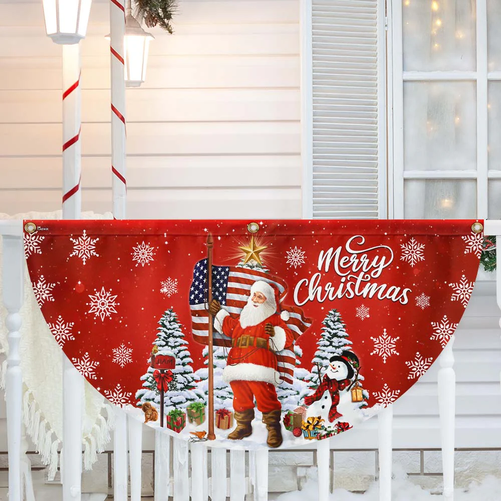 Santa Claus Merry Christmas Non-Pleated Fan Flag