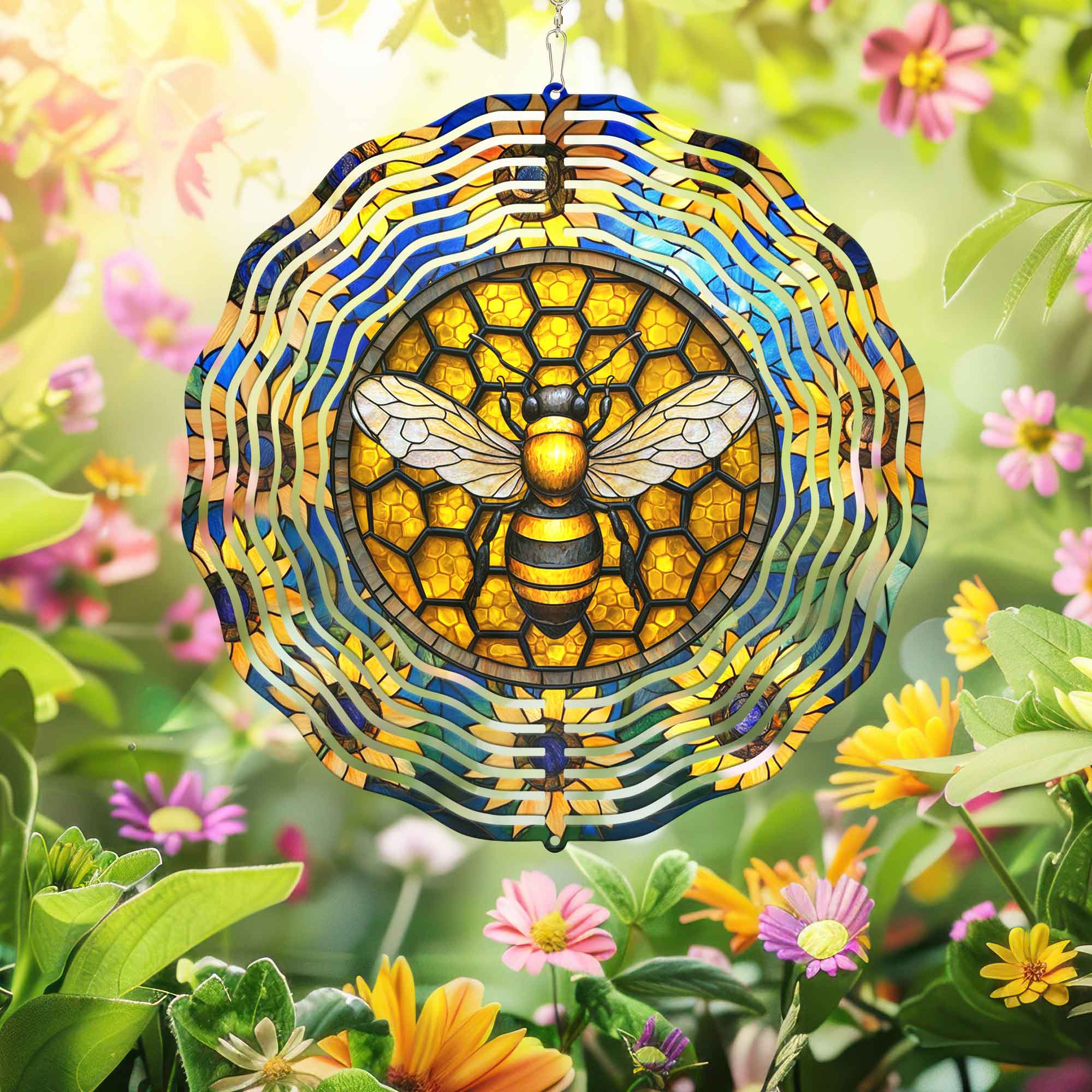 Bee Sunflowers Wind Spinner 3-Day Shipping