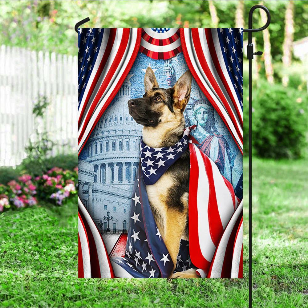 Bimipi American Flag - Happy 4th Of july. German Shepherd American Flag Wrapped in Glory TPT186Fv2