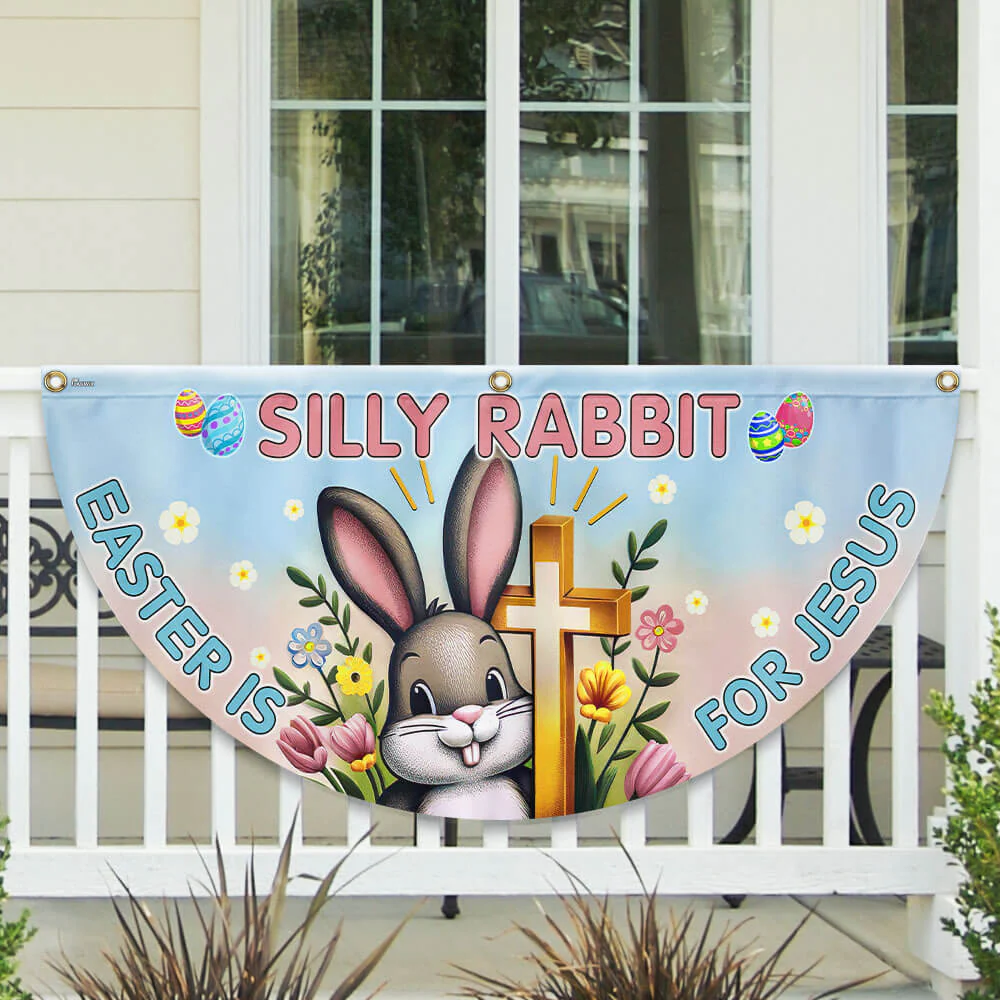 Bunny Easter Day Silly Rabbit Easter is for Jesus Non-Pleated Fan Flag