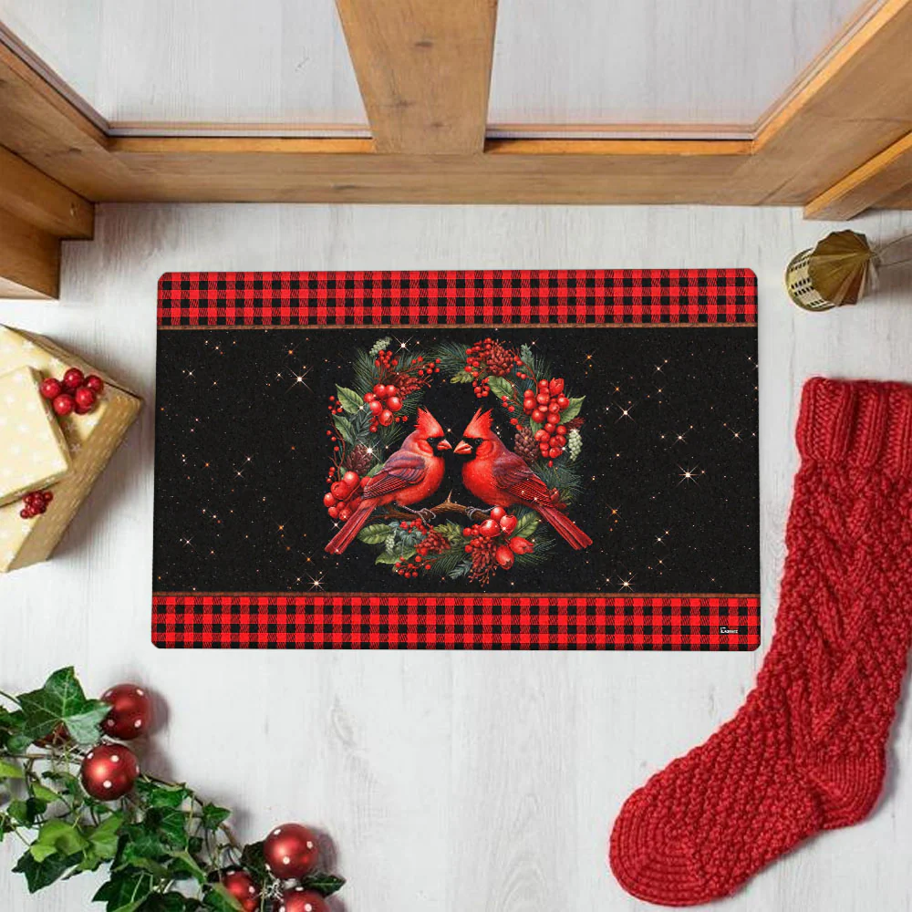 Cardinal Merry Christmas Doormat, home and garden decor