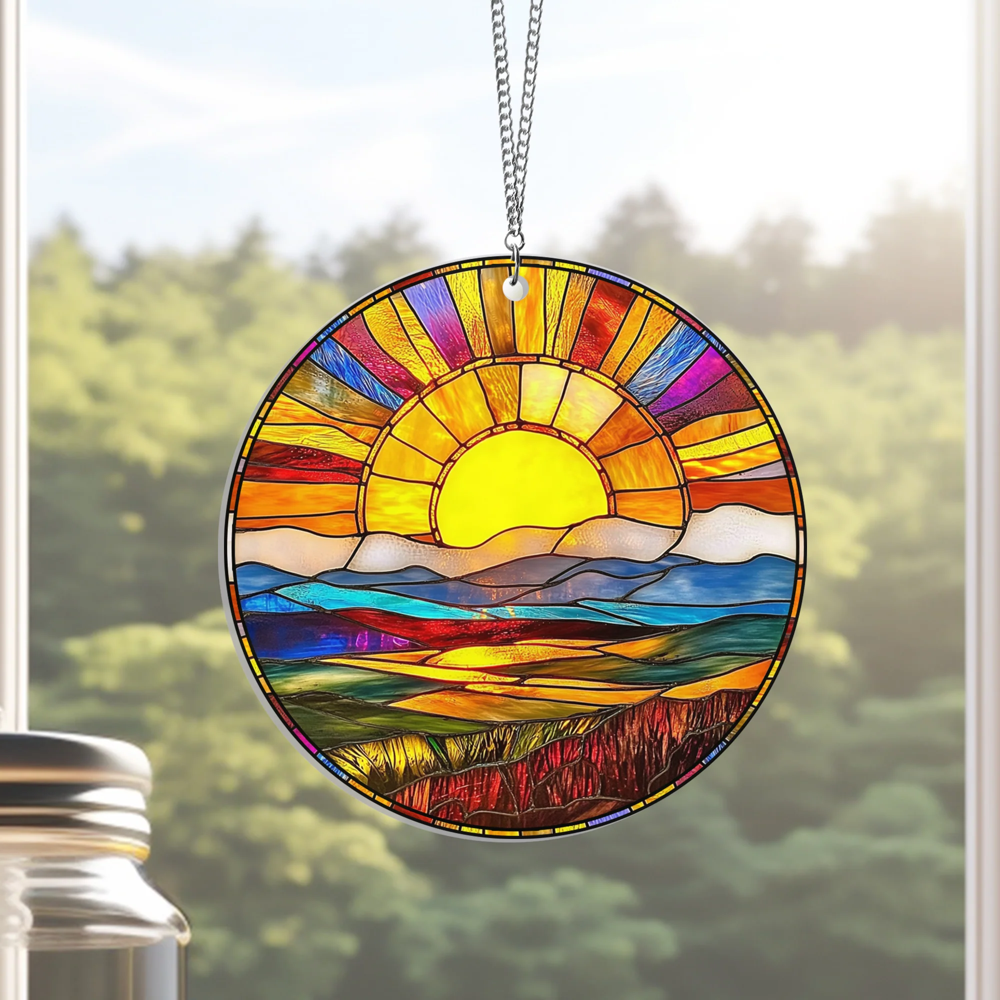 Sunset Sunrise Landscape Suncatcher Acrylic Window Hanging
