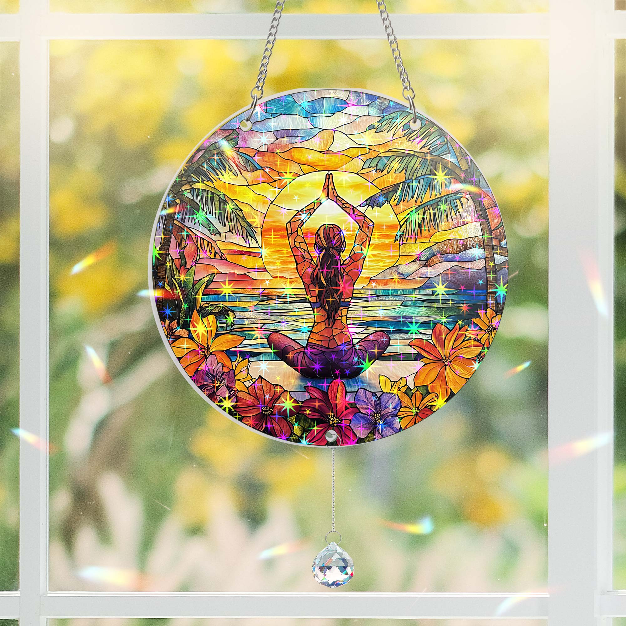 Yoga Hologram Window Hanging