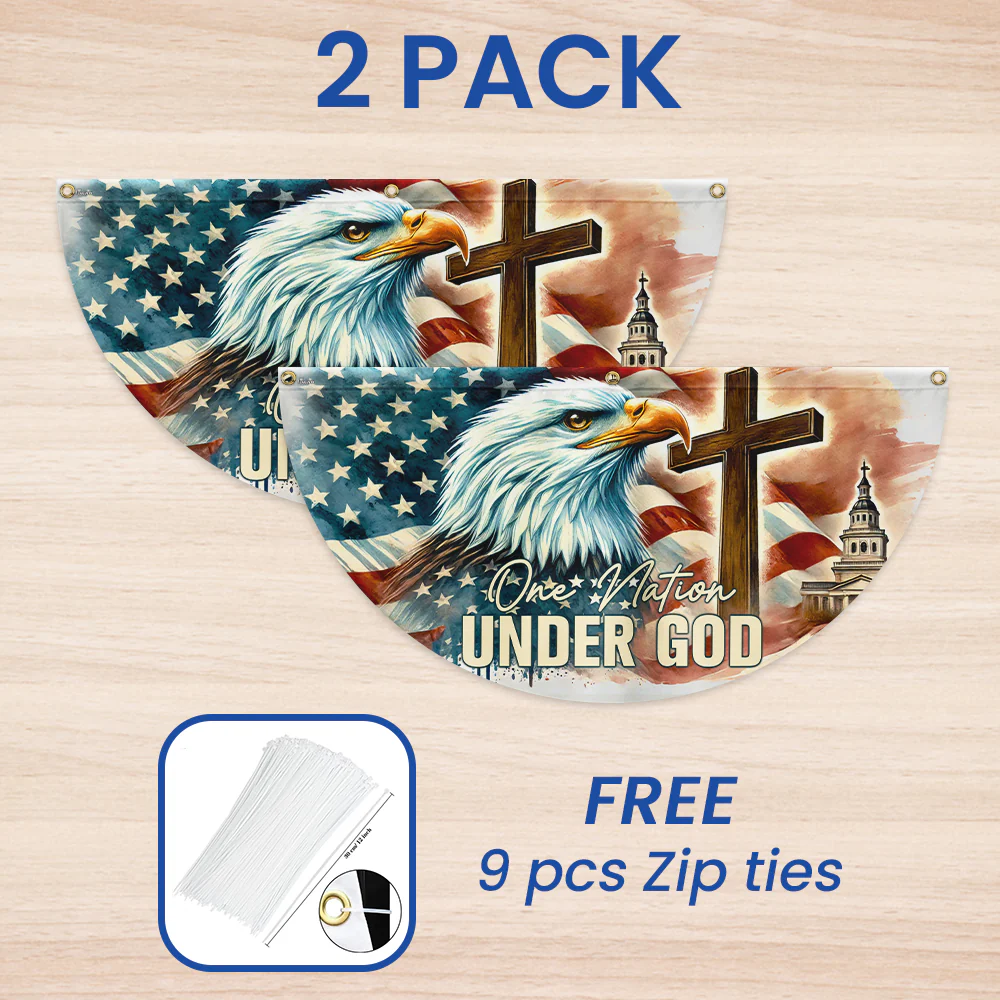 One Nation Under God Patriotic Eagle Non-Pleated Fan Flag