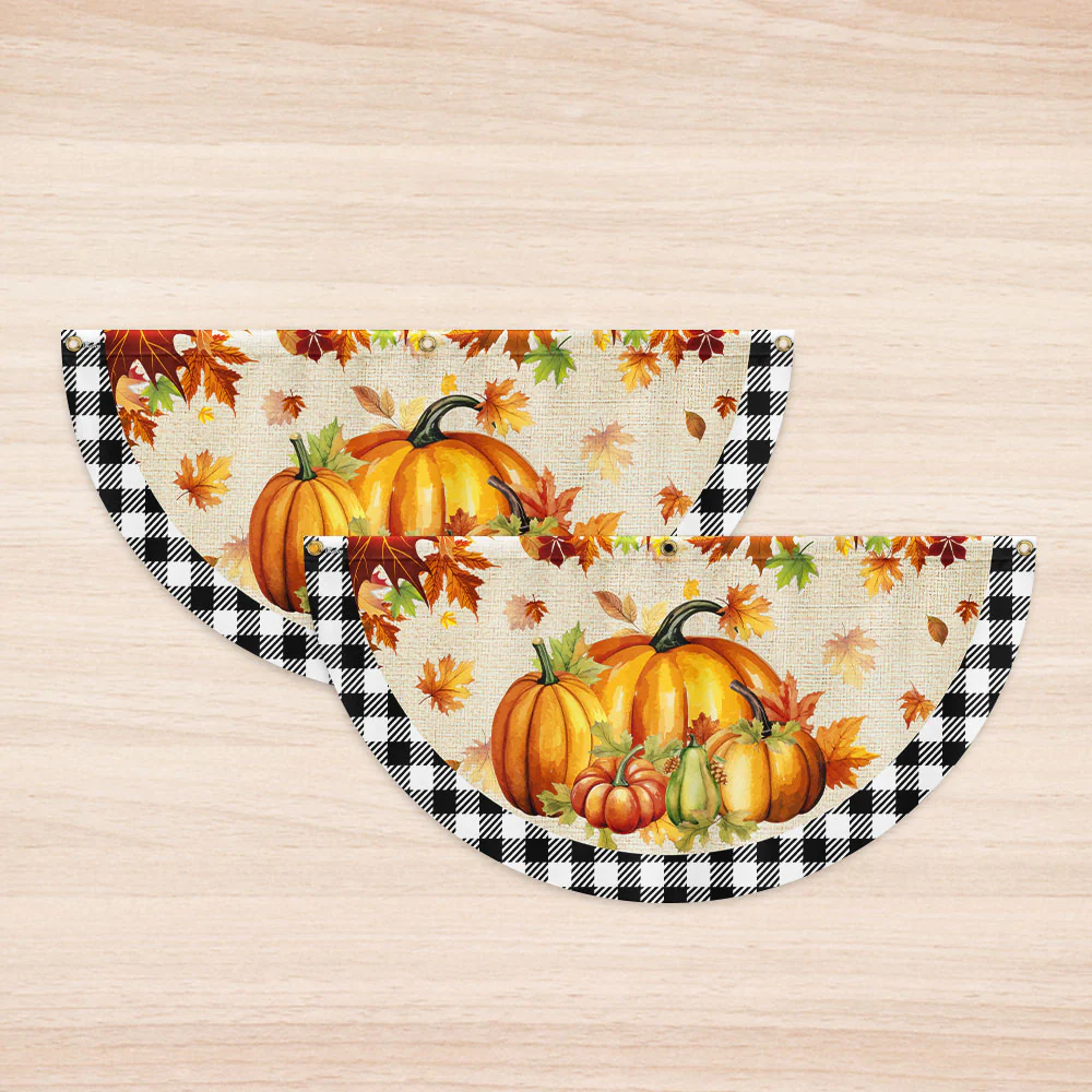 Fall Pumpkins Harvest Happy Fall Y'all Non-Pleated Fan Flag