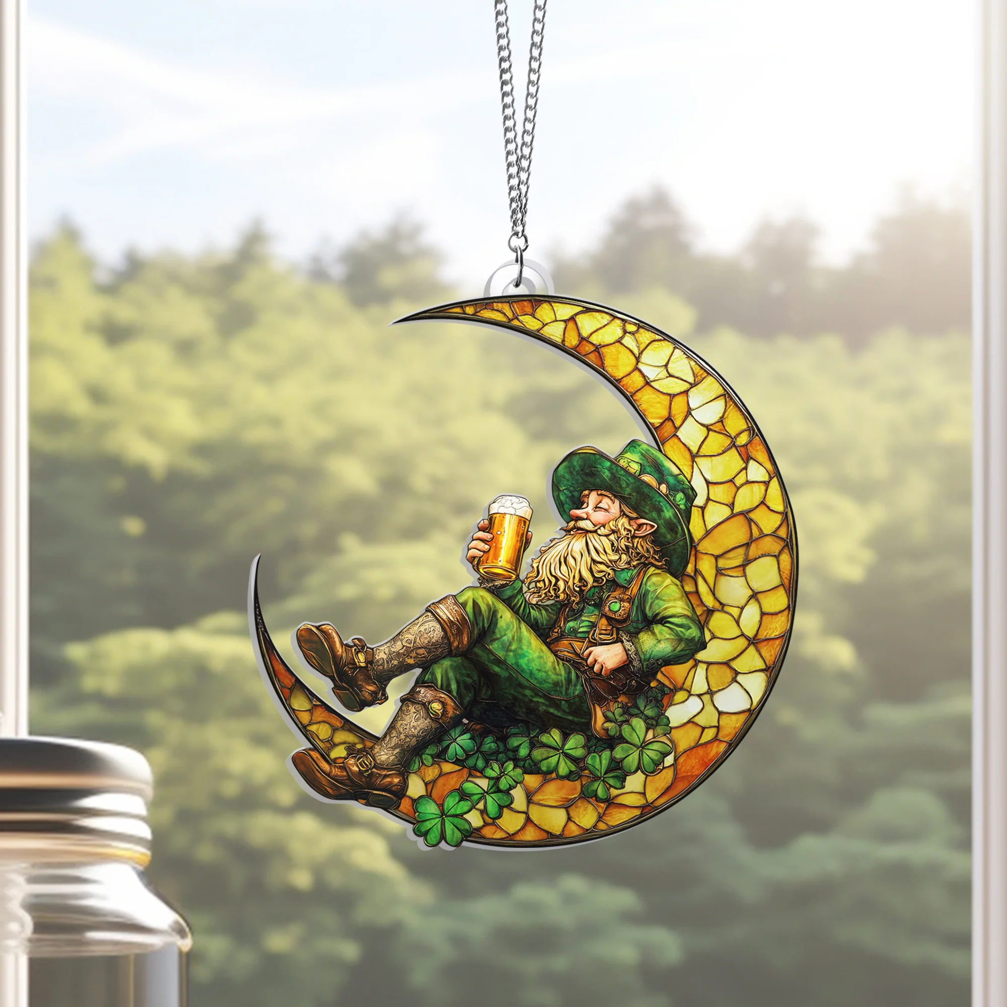 Irish Decor Saint Patrick's Day Irish Leprechaun Acrylic Suncatcher Hanging Sign