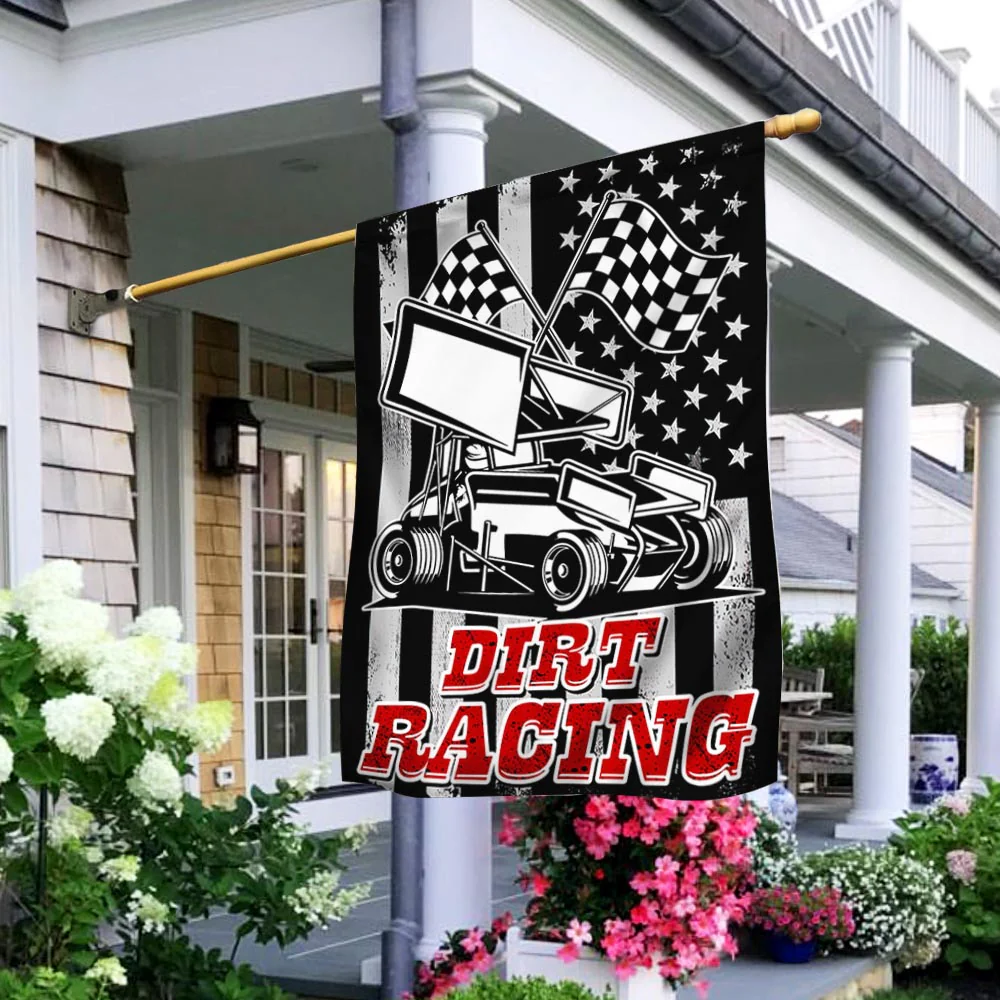 Dirt Racing Sprint Car American Flag