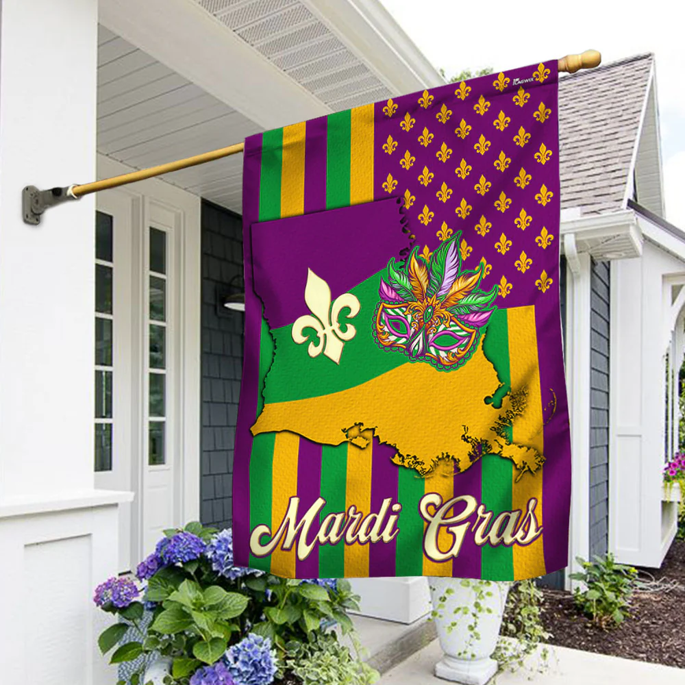 Bimipi  Louisiana Mardi Gras Masquerade Beads Mask Flag